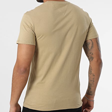 Tommy Jeans - Tee Shirt Slim Linear Chest 1188 Beige Foncé