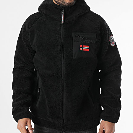 Udaf Fleece Hooded Zip Jacket Black