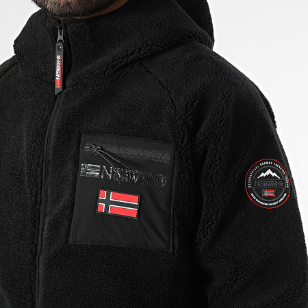 Polaire à Capuche Geographical Norway Homme - Zip Léger Et Chaud - Style Moderne - Pour Hiver Et Plein Air