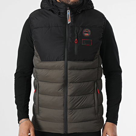 Geographical Norway - Chaqueta sin mangas con capucha Vatilo Negro Caqui Verde