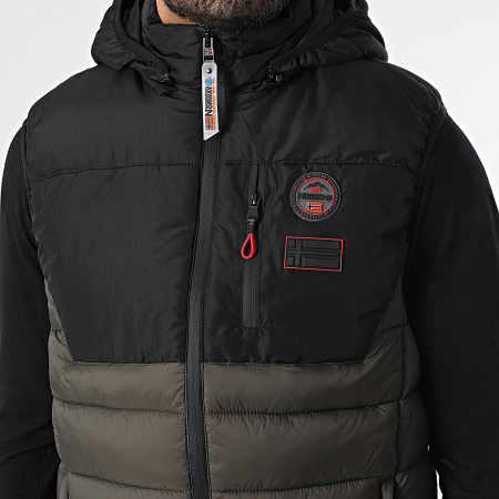 Geographical Norway - Chaqueta sin mangas con capucha Vatilo Negro Caqui Verde
