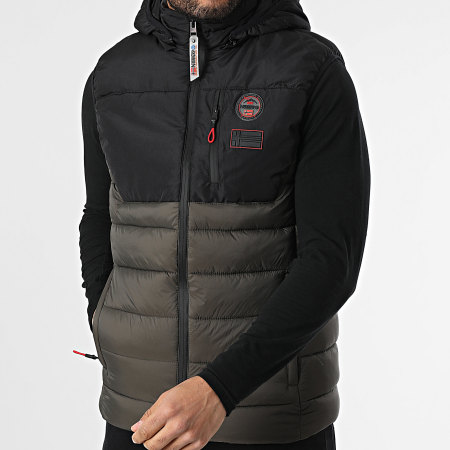 Geographical Norway - Chaqueta sin mangas con capucha Vatilo Negro Caqui Verde