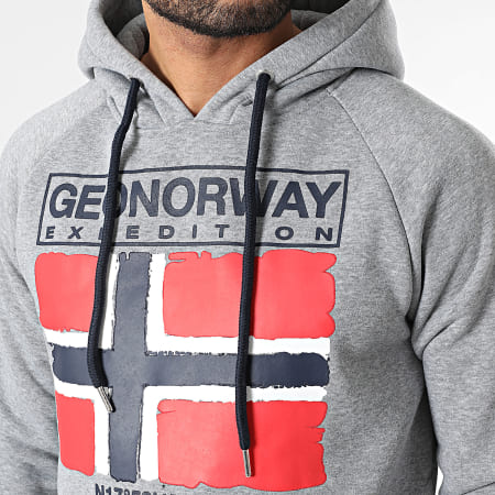 Geographical Norway - Sweat Capuche Gaelig Gris Chiné