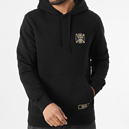 One Piece - Sweat Capuche Badge Logo Noir Doré