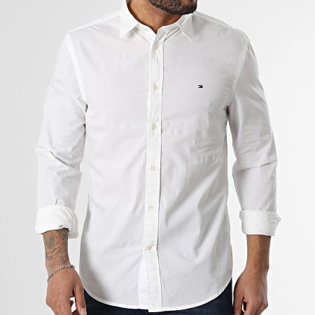 Tommy Hilfiger - Flex Popelina Kent Cuello Camisa Manga Larga 8137 Blanco