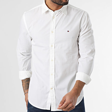 Tommy Hilfiger - Flex Popelina Kent Cuello Camisa Manga Larga 8137 Blanco