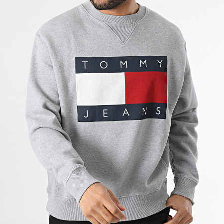 Tommy Jeans - Sweat Crewneck Melange Flag 1186 Gris Chiné