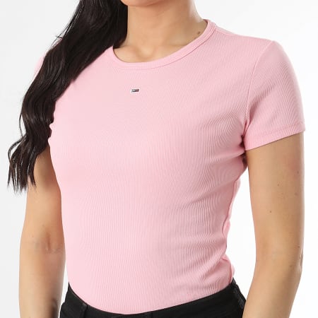 Tommy Jeans - Tee Shirt Slim Femme Essential 7383 Rose