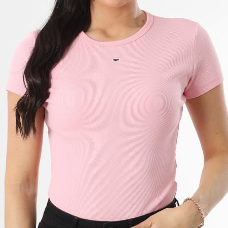 Tommy Jeans - Tee Shirt Slim Femme Essential 7383 Rose