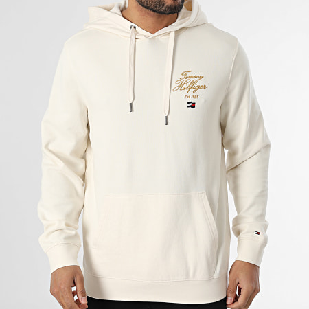 Tommy Hilfiger - Sweat Capuche Script Hilfiger Stack 7475 Beige Doré