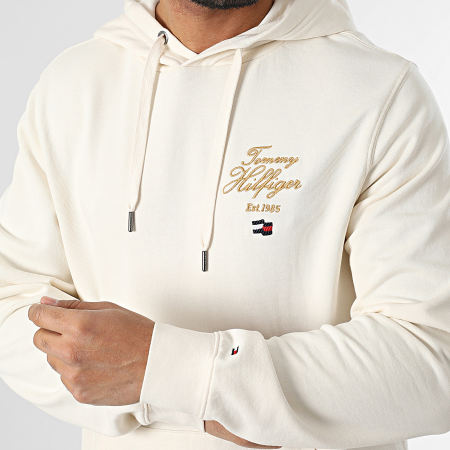 Tommy Hilfiger - Sweat Capuche Script Hilfiger Stack 7475 Beige Doré