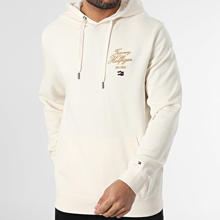 Tommy Hilfiger - Sweat Capuche Script Hilfiger Stack 7475 Beige Doré