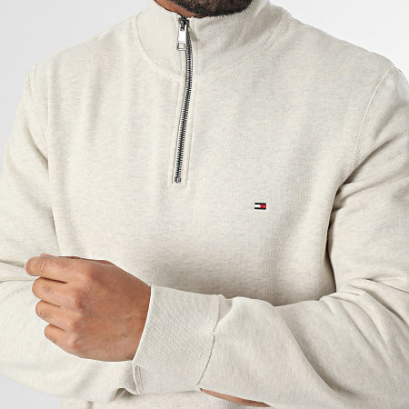 Tommy Hilfiger - Sweat Col Zippé Essential 7233 Beige Chiné