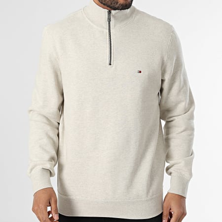 Tommy Hilfiger - Sweat Col Zippé Essential 7233 Beige Chiné
