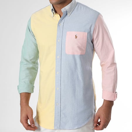 Polo Ralph Lauren - Long Sleeve Oxford Shirt Light Blue Yellow Pink Green -  Ryses