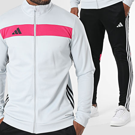 Adidas Sportswear - Ensemble De Survetement A Bandes Tiro JD0469 Gris Clair Noir