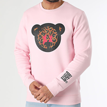 Teddy Yacht Club - Cheetah Print Crewneck Sweat Rosa