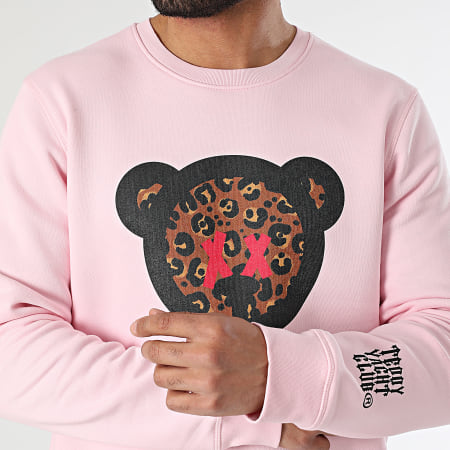 Teddy Yacht Club - Cheetah Print Crewneck Sweat Rosa