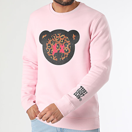Teddy Yacht Club - Cheetah Print Crewneck Sweat Rosa