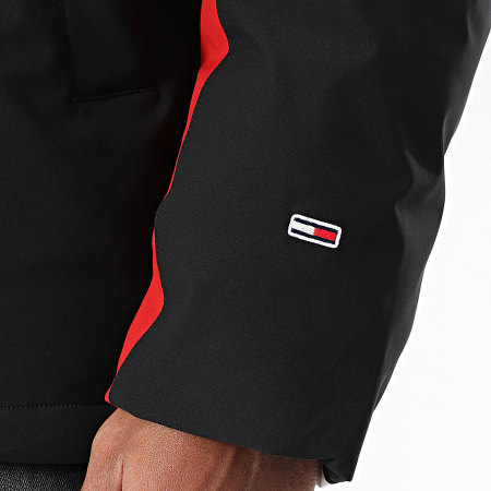 Tommy Jeans - Doudoune Capuche Flag 1274 Noir Blanc Rouge
