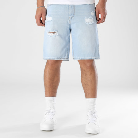 LBO - Short Jean Relaxed Destroys 3588 Bleu Denim