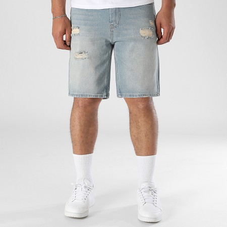 LBO - Short Jean Relaxed Destroys 3695 Bleu Denim
