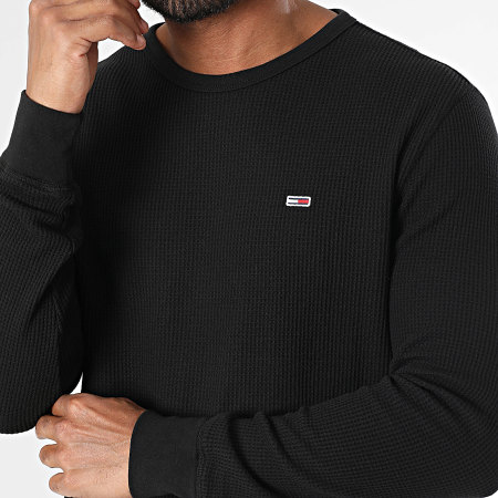 Tommy Jeans - Pull Slim Waffle 0688 Noir