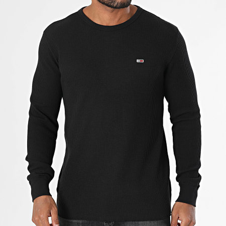 Tommy Jeans - Pull Slim Waffle 0688 Noir