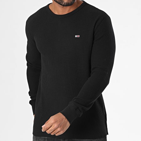 Tommy Jeans - Pull Slim Waffle 0688 Noir