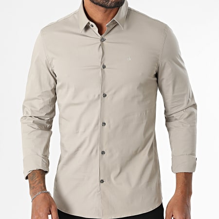 Calvin Klein - Chemise Manches Longues Slim Poplin 0856 Beige