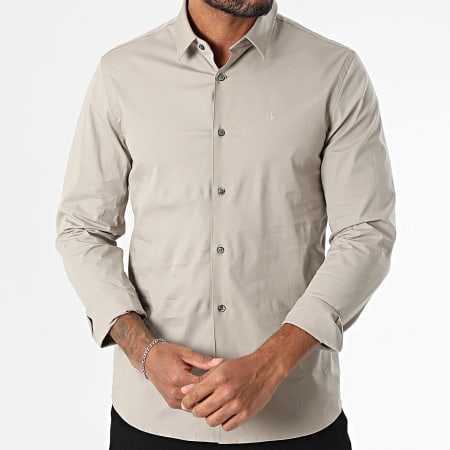 Calvin Klein - Chemise Manches Longues Slim Poplin 0856 Beige