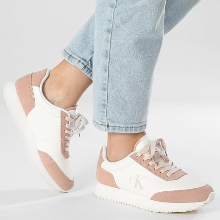 Calvin Klein - Baskets Femme Runner Laceup Low Mix 1798 Bright White Tuscany