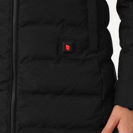 Comme Des Loups - Consolador con capucha de piel negro Stockholm para mujer