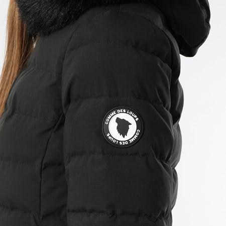 Comme Des Loups - Consolador con capucha de piel negro Stockholm para mujer