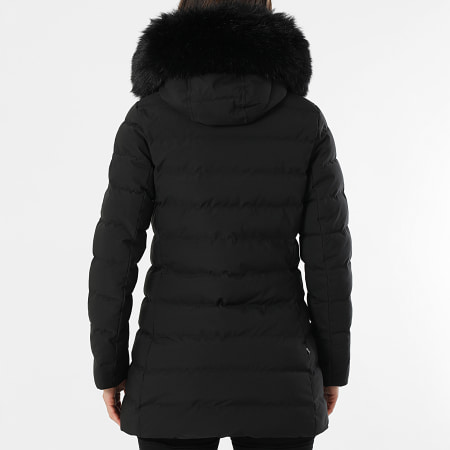 Comme Des Loups - Consolador con capucha de piel negro Stockholm para mujer