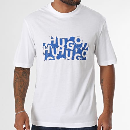Hugo Blue - Tee Shirt Nafralo 50533528 Blanc Bleu Roi