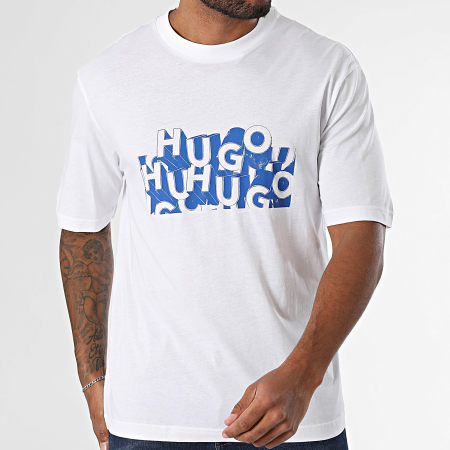 Hugo Blue - Tee Shirt Nafralo 50533528 Blanc Bleu Roi