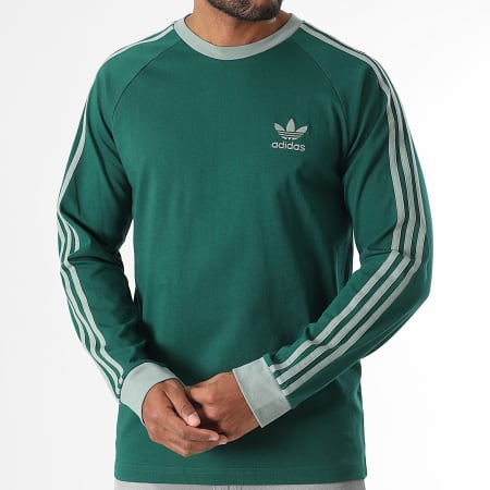 Adidas Originals - Tee Shirt Manches Longues 3 Stripes JD0540 Vert Foncé