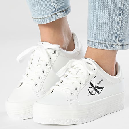Calvin Klein - Baskets Femme Vulc Plateform Laceup Low Leather 0847 Bright White