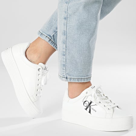Calvin Klein - Baskets Femme Vulc Plateform Laceup Low Leather 0847 Bright White