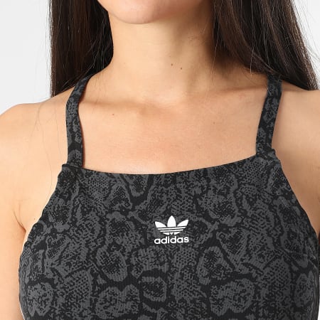 Adidas Originals - Robe Débardeur A Bandes Femme Snakeskin 3 Stripes JN7292 Noir Gris Anthracite Serpent