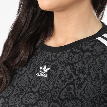 Tシャツ・カットソー adidas Snake Baby Tee Black JI8408 Adidas Originals - Tee Shirt A Bandes Crop Femme Snake Baby