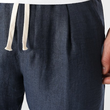 LBO - Pantalon Effet Lin 1723 Bleu Marine