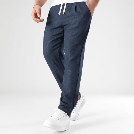LBO - Pantalon Effet Lin 1723 Bleu Marine