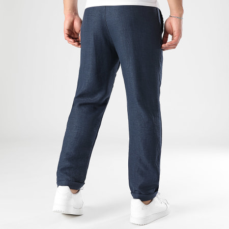 LBO - Pantalon Effet Lin 1723 Bleu Marine