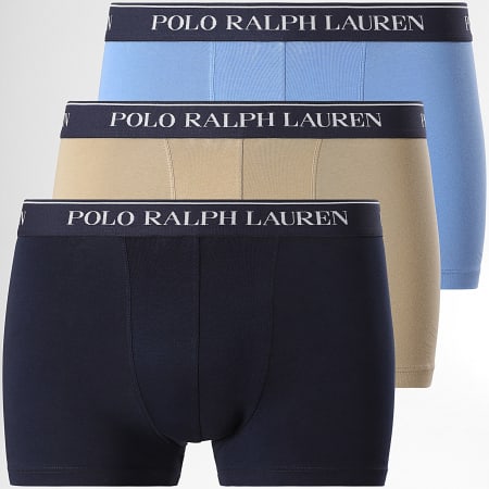 Polo Ralph Lauren - Lot De 3 Boxers Beige Bleu Clair Bleu Marine