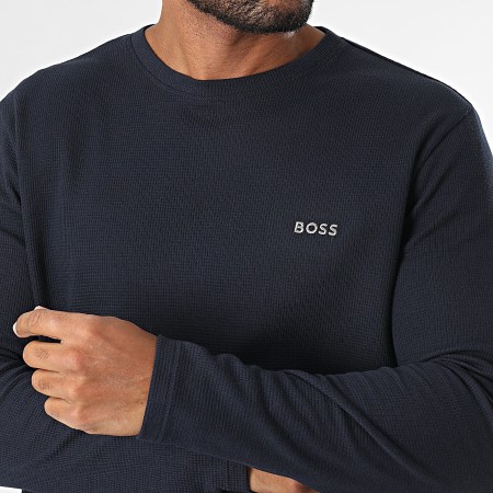 BOSS - Maglietta Waffle a maniche lunghe 50535870 Blu navy