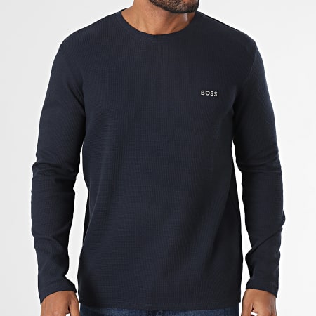 BOSS - Maglietta Waffle a maniche lunghe 50535870 Blu navy
