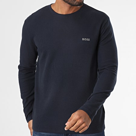 BOSS - Maglietta Waffle a maniche lunghe 50535870 Blu navy
