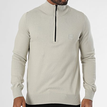 Pull Quart-zip Hugo Boss - Taille S, Gris Mélange Coton/laine - Occasion Parfait état